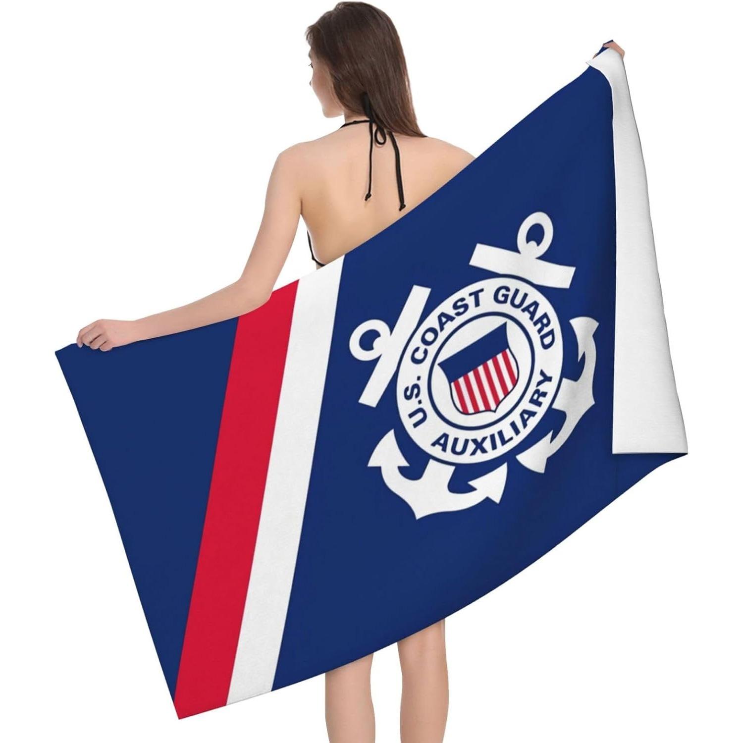 

United States Coast Guard Beach Towel Soft and Quick Dry Swim Bath Microfiber Lightweight Absorbent Blanket Travel Carpet Rug W30*H60(CM)