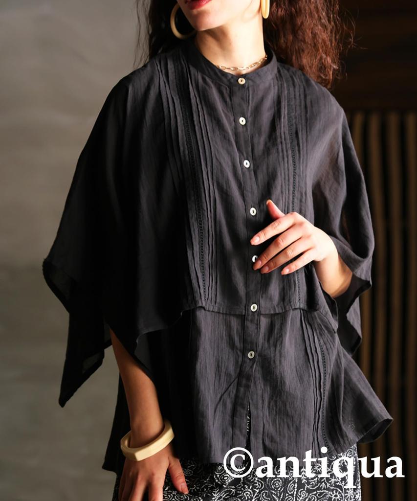 antiqua Indian Cotton Sheer Regular Size Women's 100% Shirt, (S-L), 05, Black, IYA-00011