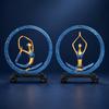 Meditation Figurine Sculpture Elegant Circular Frame Statue Sturdy Freestanding Tabletop