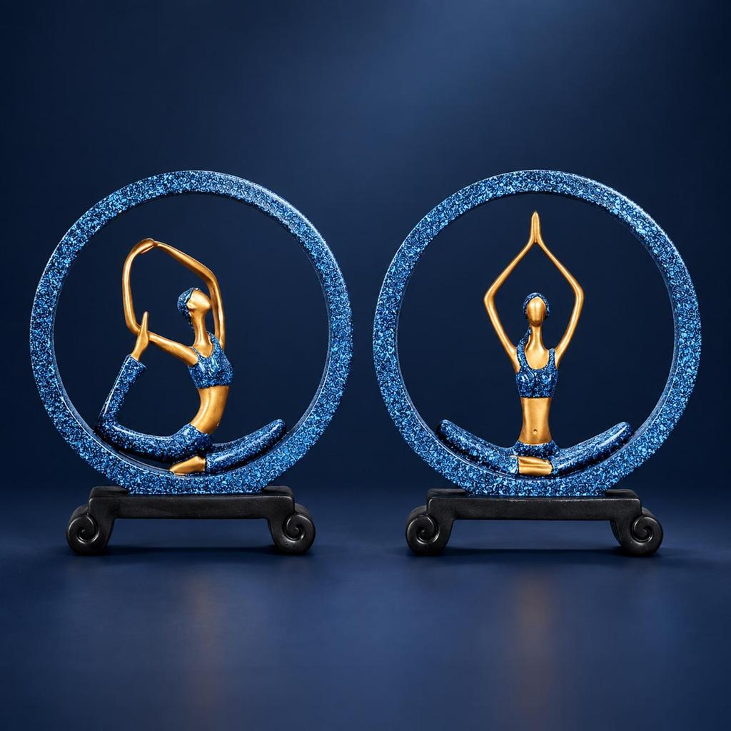 Meditation Figurine Sculpture Elegant Circular Frame Statue Sturdy Freestanding Tabletop