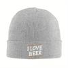 I Love Beer Bonnet Hats TEXT Beanie Hats Printed Knit Hat Winter Y2K Cool Men Women Unisex Outdoor Sport Thermal Elastic Cap