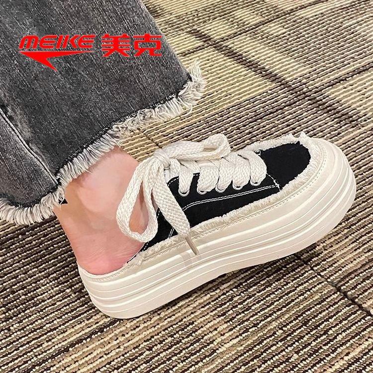 ins Korean version of dad shoes women 2025 summer new student platform sports shoes women's casual bag head canvas half drag