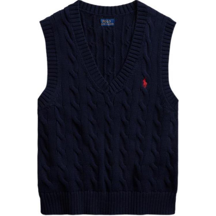 Polo Ralph Lauren SS22 Knitted Cotton Sleeveless Sweater Women sweater Blue WMPOSWENC020377-400