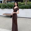 Sexy Spice Girl Style Suspender Mesh Dress Femininity Off Shoulder Waist Skinny Hips Long Skirt Night Dress