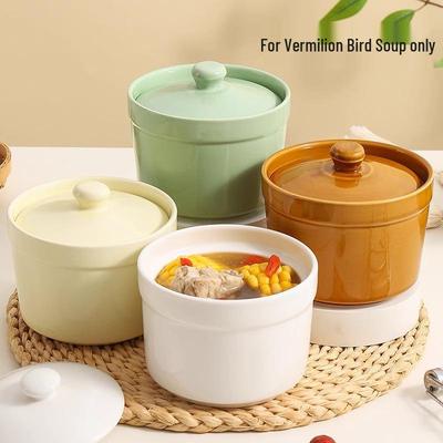 Bol à œuf cuit à la vapeur en céramique avec couvercle - Casserole à soupe double couche pour une personne