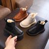 Dziecięce Buty Polarowe, Skórzane Buty, Dziecięce Buty do Połowy Łydki, Ciepłe Buty dla Chłopców i Dziewcząt