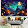 1 piece of 2D flat banner, 17 scenes of Halloween pumpkin lanterns at night, polyester fabric background clothzyc