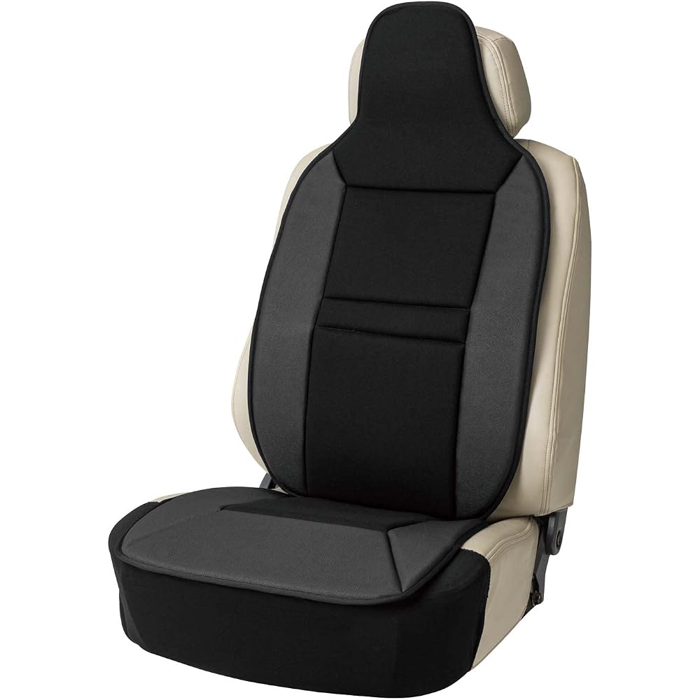 Bonform Seat Cover Bamboo Leather Antibacterial Odor Resistant Side Airbag Compatible Front Seat Black 4097-91BK