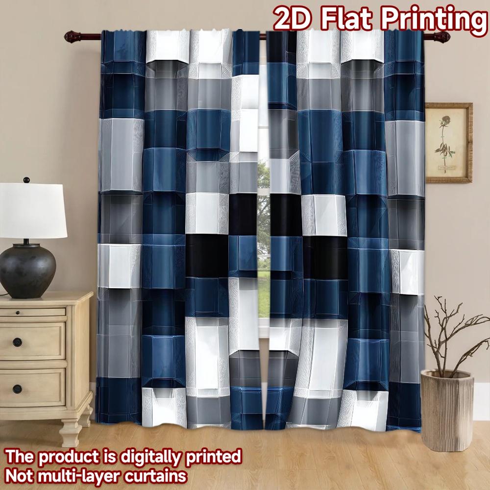 2D flat Photography Backdrop Background cloth Blue and White Cubes 100% Polyester Family Party for Holiday party home decor