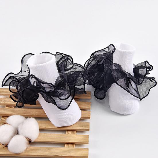 

Colorful Comfortable Short Socks Breathable Cotton Socks Lace Trim Socks Cute Children s S черный белый