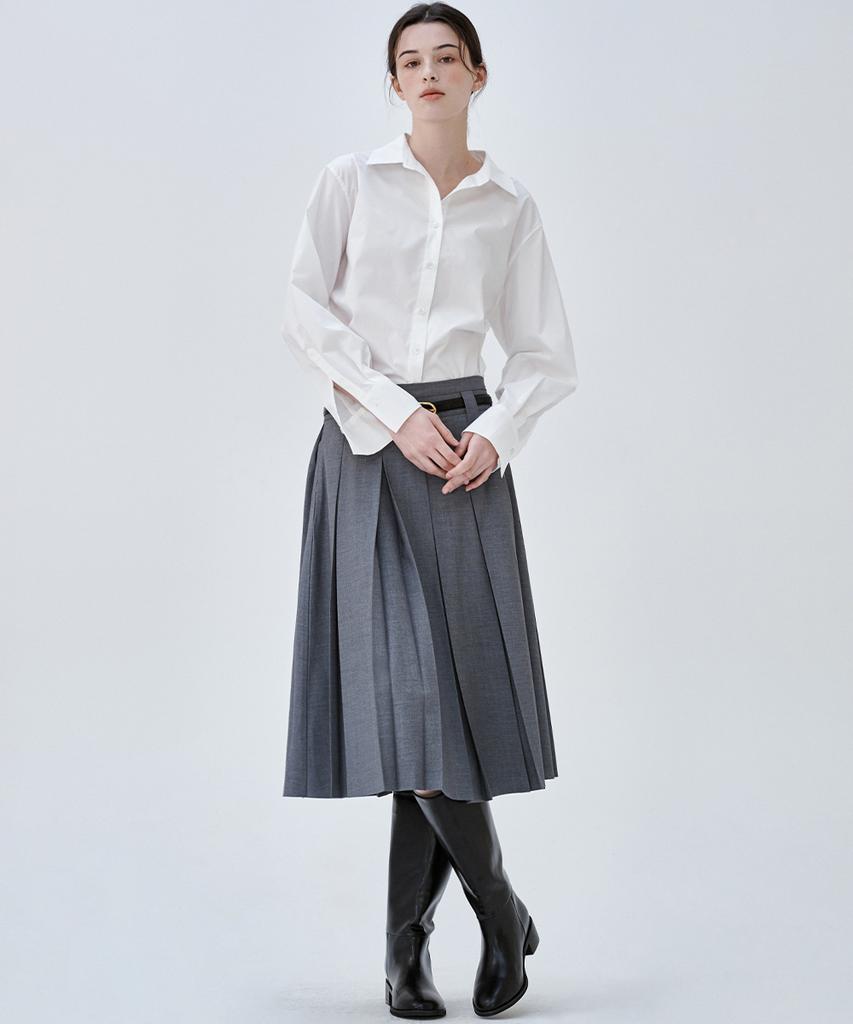 Marop 3113 Pleated Skirt (Dark Gray)