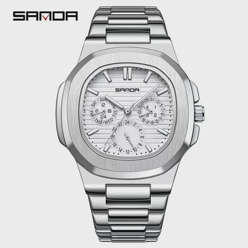 Luxury Business Men's Quartz Watch Waterproof Luminous Three Pin Six Hole Timer Fashion Men's Clock