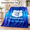 Custom Text Flannel Blanket Everton FC Print Warm Cozy Blanket Home Sofa Bedding
