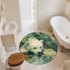 Pond Lotus Animals,Round Area Rug,Carpet Rug for Living Room Bedroom Sofa Playroom Decor,Non-slip Floor Mat