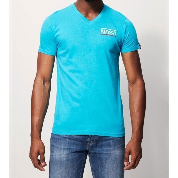 T-shirt - Nasa - GNS80705 M S4-S - Bleu - Col V - Manches courtes