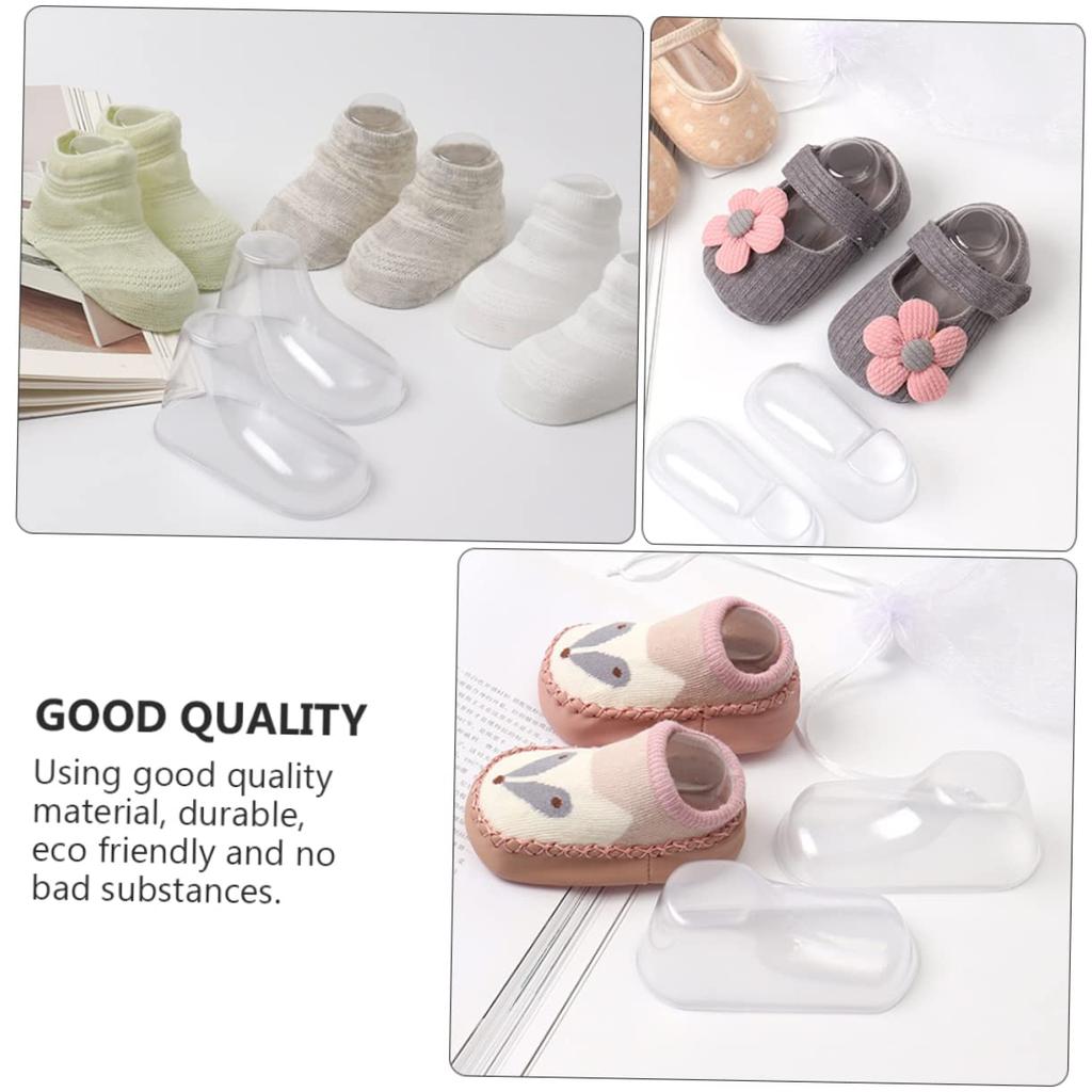 ULDIGI Clear Baby Shoe Display Plastic Shoe Maintain Shoe Prevent for Home Stores 100-Pack Stands, Holders, Shape, Wrinkles,