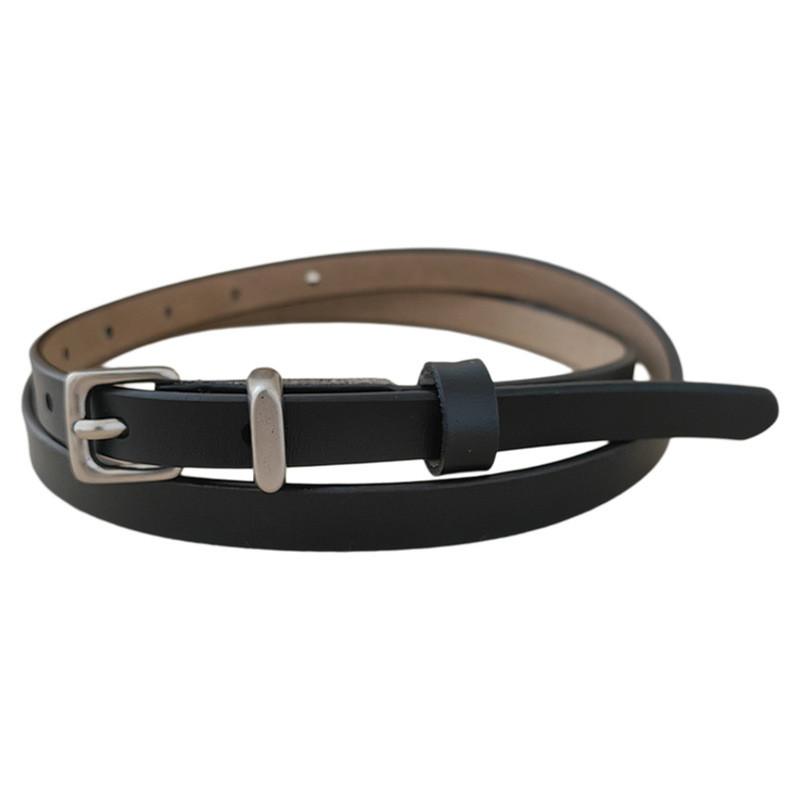 Genuine Leather Slim Belt Women With Alloy Pin Closure For Fashionable Daily Use