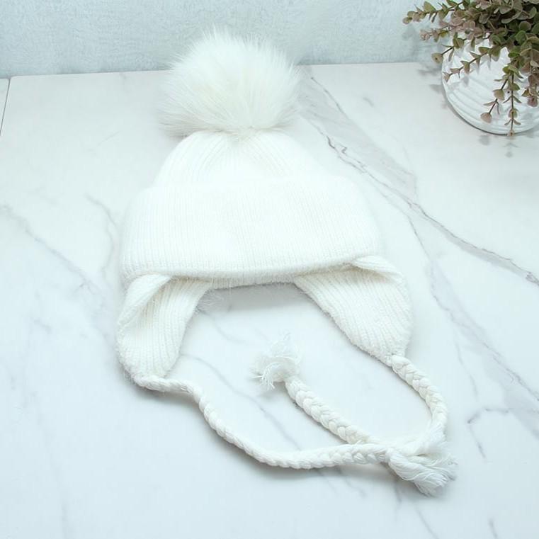 High-quality long rabbit fur ear protectors are exported to Russia in winter, thickened and enlarged, warm fox hairball knitted hat for women
