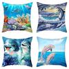 Dolphins In Ocean Underwater  Surfing Scenes Pattern Cushion Cover Suitable for Sofa Bedroom Car Pillow Cover