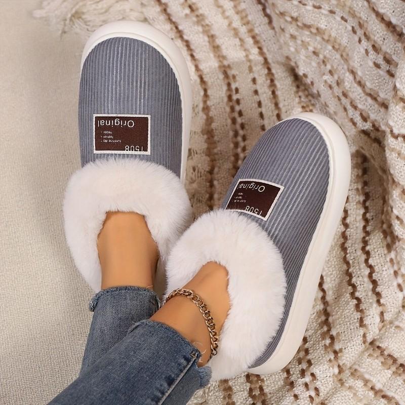 High-top cotton slippers to keep warm, winter velvet home elderly, fluffy shoes, soft-soled couple bags and cotton shoes