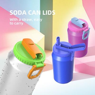 Portable Straws Soda Can Covers Reusable with Straw Outdoor Cola Cover Creative Sealed Straw Beverage Can Covers Canned Beverage