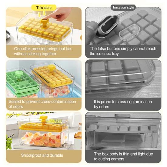 Silicone Ice Cube Tray with Shovel One-click Release Ice Mold Family Gatherings DIY Ice Maker for Whiskey Cocktail