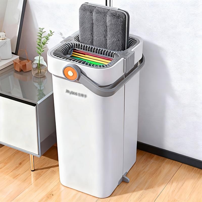 Microfiber Flat Floor Mop with Bucket Set. Square Bucket Body, Stainless Steel Handle, Household Cleaning System