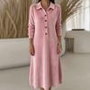 Women's Velvet Dress V-Neck Color Casual Fashion Dress for Daily Wear and Parties