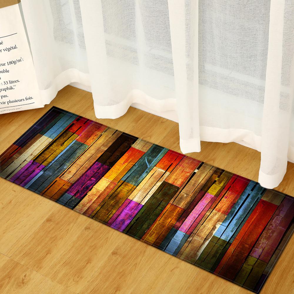Wood Grain Household Door Mat Kitchen Absorbent Strip Bathroom Non-Slip Floor Mat Living Room Bedroom Carpet