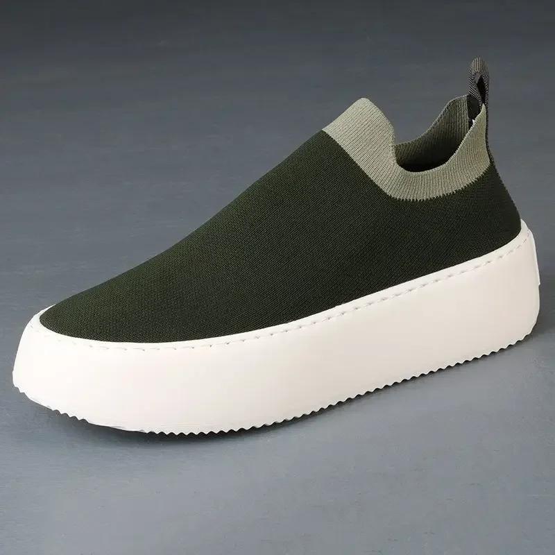 Fly Woven Herren Sneaker Slipper Sportschuhe für Herren Dicksohlige Mesh Sneaker Atmungsaktive Trendige Slipper Herren Vulkanisierte Schuhe