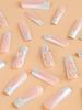 Uñas de Uso Diario Estilo Ins Europeo y Americano Manicura Francesa Larga Mariposa + Parche de Uñas Uñas Postizas
