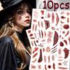 10 Sheets 3D Realistic Scar Tattoos Waterproof Fake Bloody Wound Stickers For Halloween Cosplay Face Body Makeup Adults