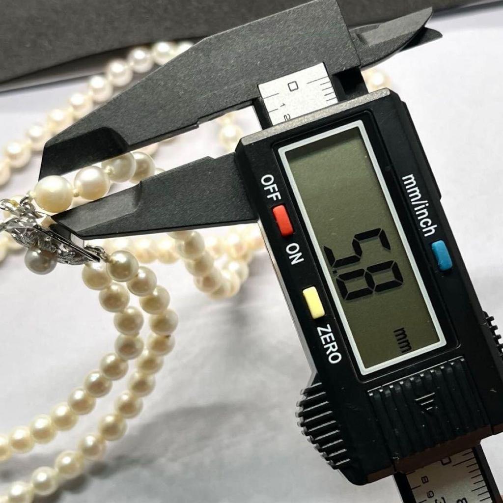 Used [Certificate of authenticity included] Akoya pearl 2 strand necklace pearl silver SILVER stamp 6.5mm pearl necklace
