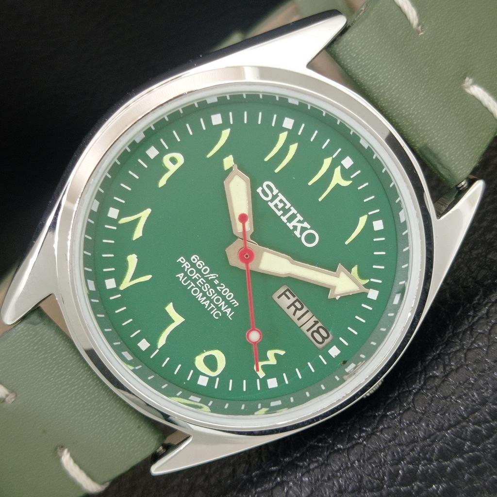 ВИНТАЖНЫЕ ОТРЕСТАВРИРОВАННЫЕ МУЖСКИЕ АВТОМАТИЧЕСКИЕ ЧАСЫ SEIKO 6309A ЯПОНИЯ ЗЕЛЕНЫЙ ЦИФЕРБЛАТ a442744-1