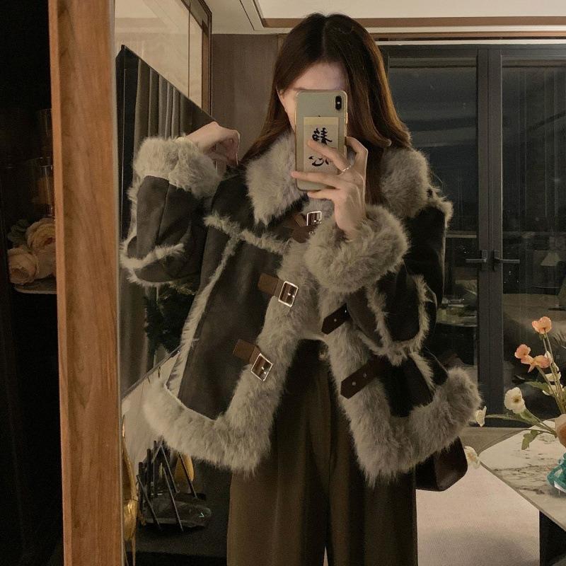 New imitation fox fur integrated thickened pie overcome fur collar fur coat women's winter fur coat