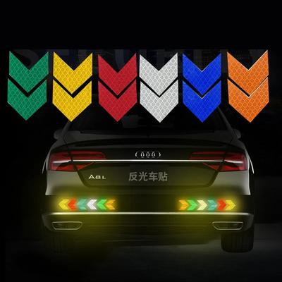 10 Pcs/Set Reflective Arrow Sign Tape Warning Safety Sticker for Car Bumper Trunk Reflector Hazard Tape Motorcycle Accessories