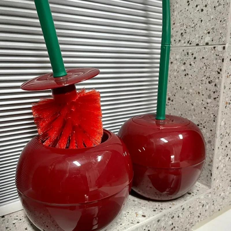 Cherry toilet brush, household long handle soft bristle toilet brush, daily necessities, creative clean brush,toilet brush