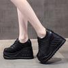 Fashion Women's Platform Shoes Punk Style Platform Women Pumps Black Fashion Wedges High Heels Ladies Shoes Large Size Lace Up Sneakers