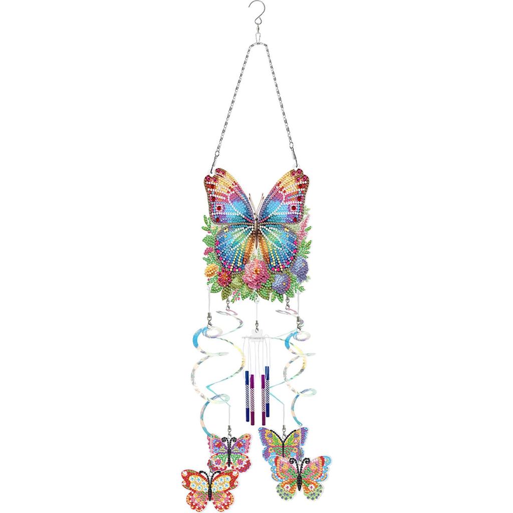 DIY Diamant-Sets Frühlingsschmetterling Doppelseitige Windspiele Kristall-Windspiel Anhänger-Set DIY Kristall-Windspiel für Wanddekoration