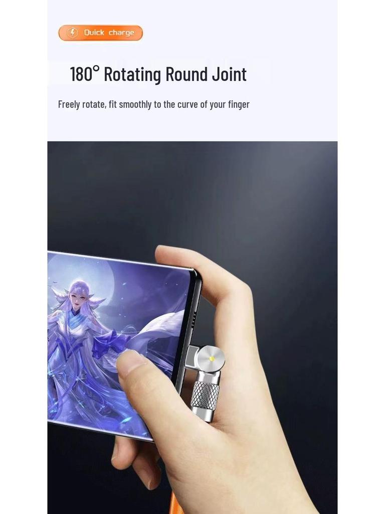 180° Rotating Zinc Alloy 3-in-1 Fast Charging Data Cable