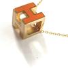 Hermes Accessories Cardue Ash H-cube H Logo Chain Necklace Metal Orange/Gold