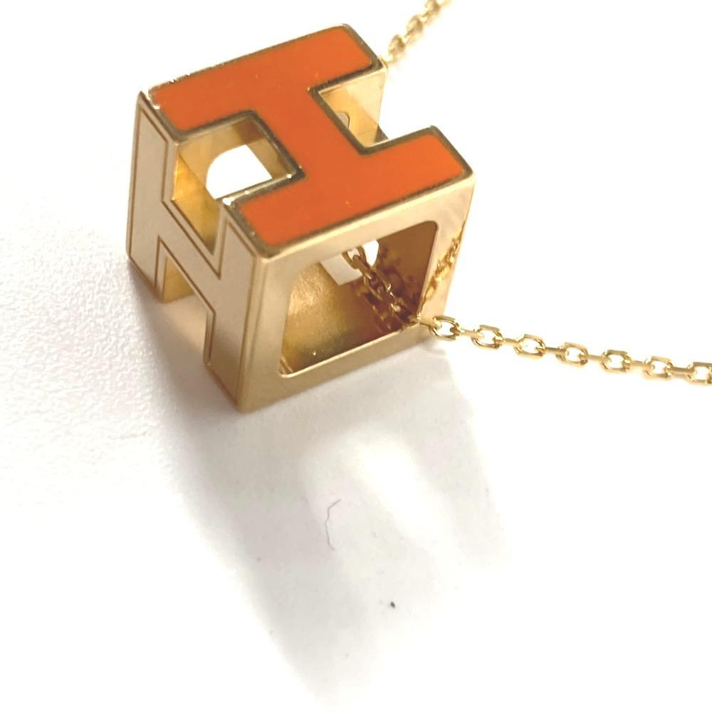 Hermes Accessories Cardue Ash H-cube H Logo Chain Necklace Metal Orange/Gold