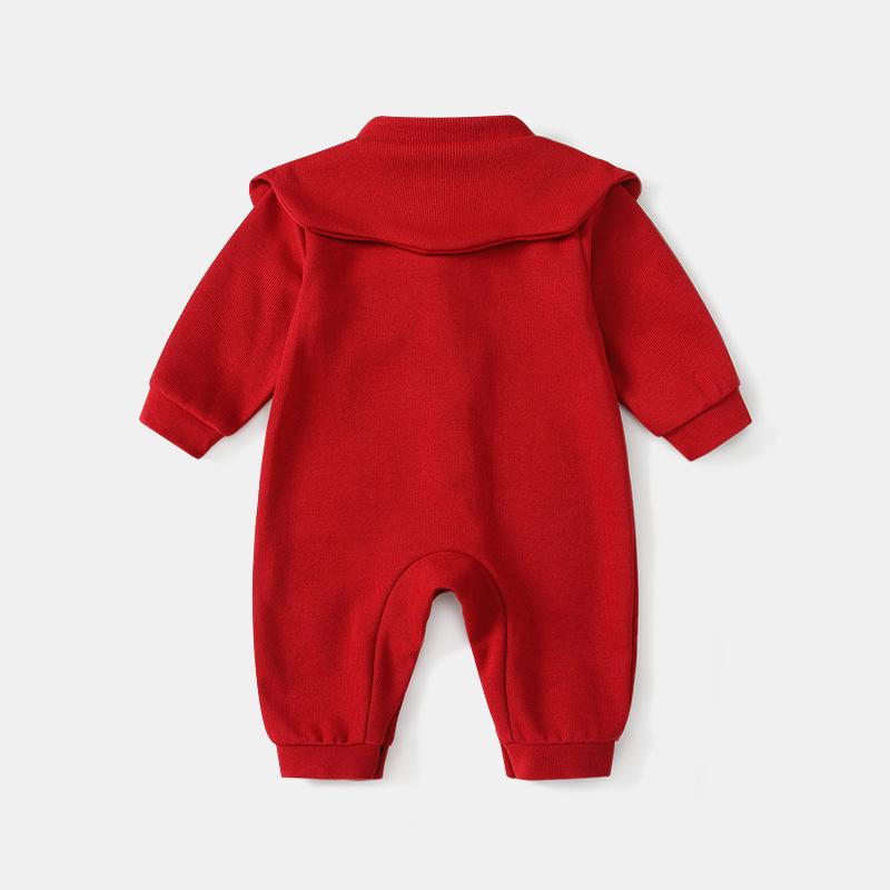 Festive Red Autumn Romper for Newborns and Infants – Class A Baby Bodysuit
