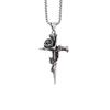 Fashion Vintage Rose Cross Pendant Necklace for Women Men Punk Goth Jewelry Chain for Romantic