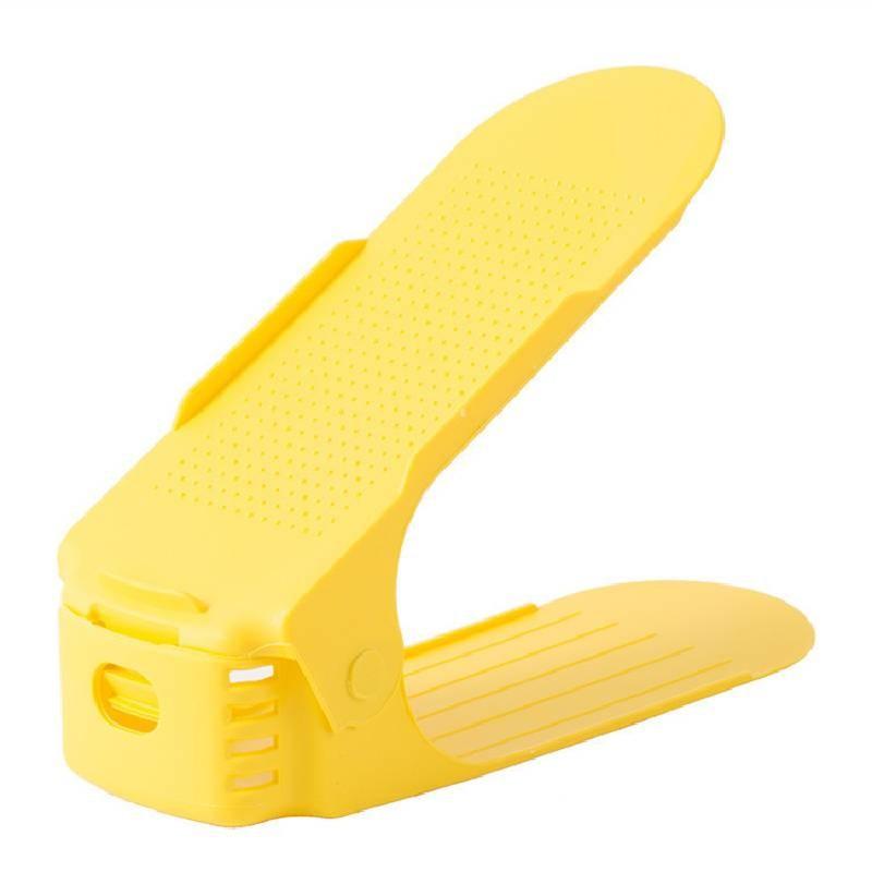 

Пластиковая подставка для обуви, экономящая место, двухъярусная, с регулируемыми функциями, для использования в спальне жёлтый
