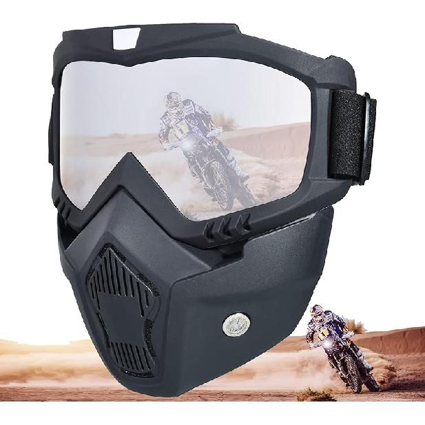 Paintball Mask Anti Fog,Motorcycle Helmet Riding Goggles Glasses with Removable Face Mask,Adjustable Motocross Eyewear