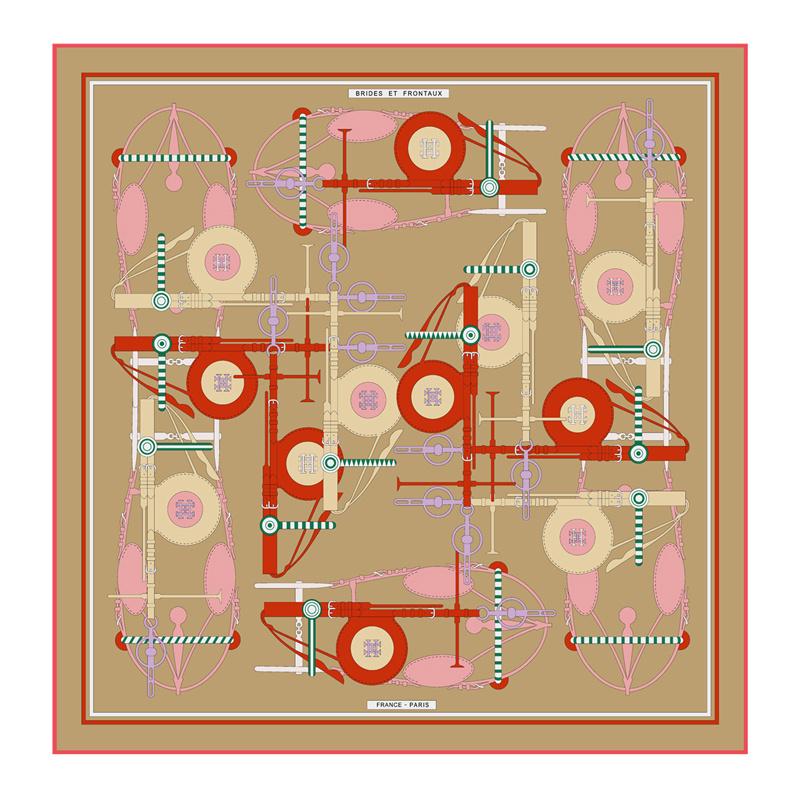 Silk Scarf Women City Street Print Square Scarves Head Echarpes Silk Foulards Femme Wraps Beach Shawl Bandana Lady Hijabs 90CM