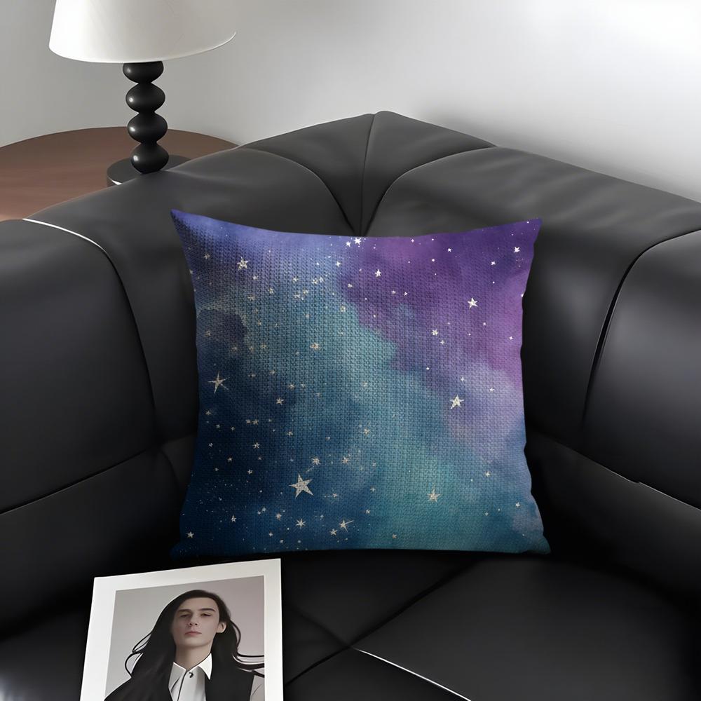 Starry Sky Fashion Cushion Cover Natural Linen Organic Fabric DoubleSided Printing Sofa Home Decor Gift Pillow Case