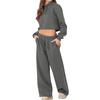 Women 2 Piece Outfits Long Sleeve Crop Hoodies Sweatsuits Casual Pullover Sweatshirts And Long Pants Set with Pockets