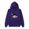 Anime One Piece Roronoa Zoro Hoodie, Pirate Logo Front Print Pullover Sweatshirt Long Sleeve Streetwear for Men Women